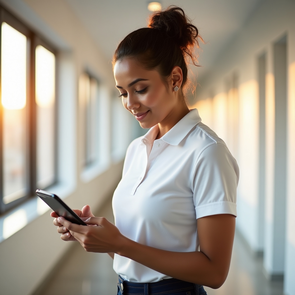 Operatore di pulizia che compila checklist su tablet in cantiere