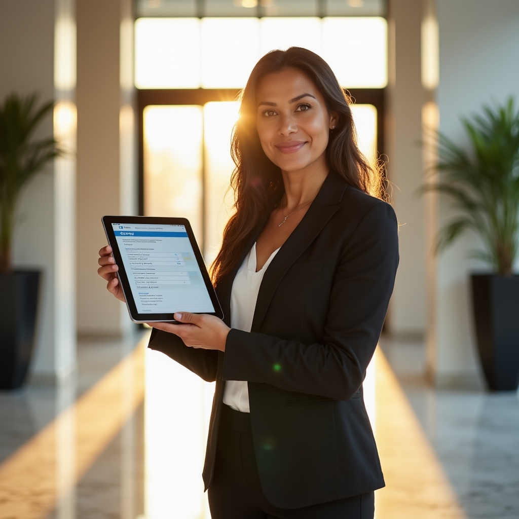 Checklist di controllo qualità su tablet in ambiente di lavoro